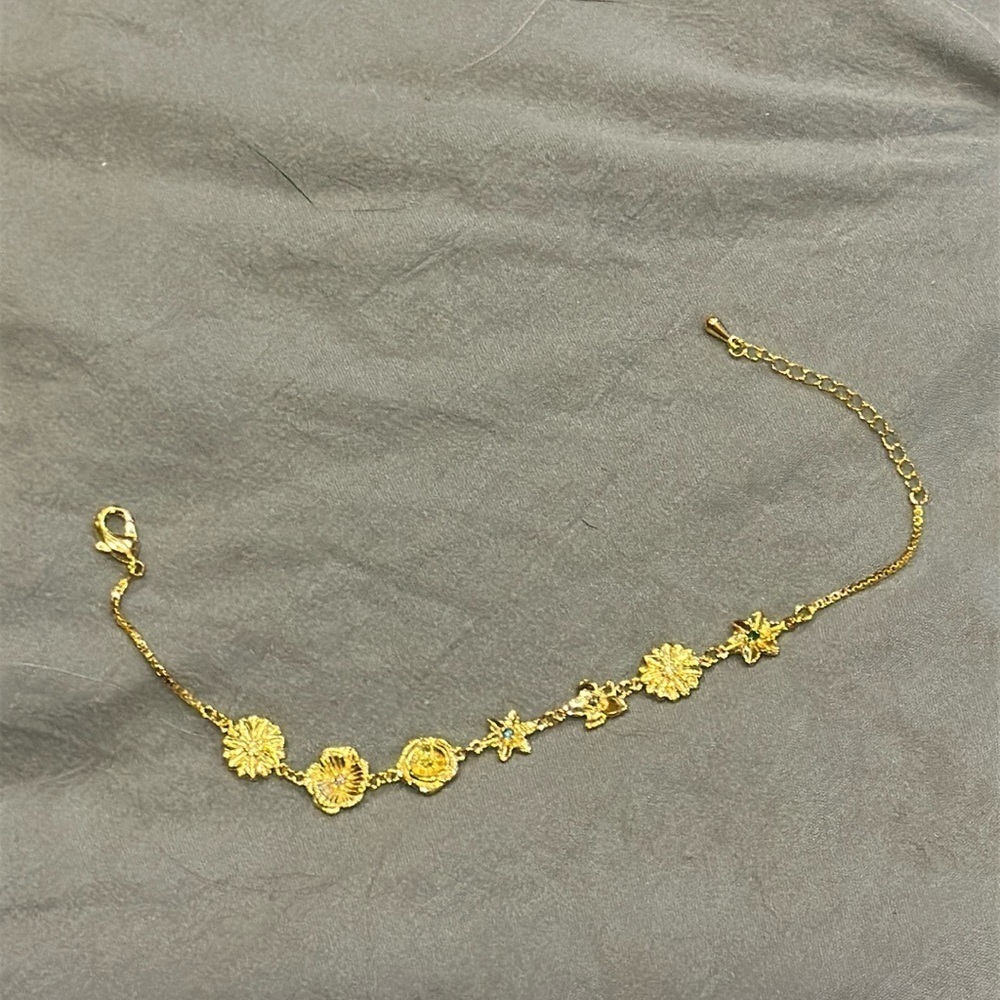 Gold colored Birthstone and birth flower bracelet